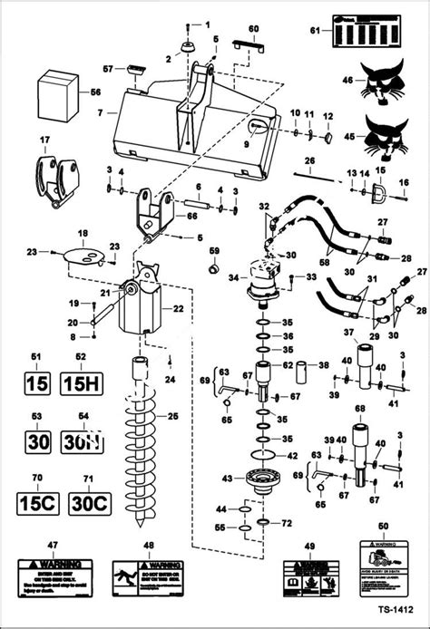 bobcat skid steer augers|bobcat 15c auger parts diagram.